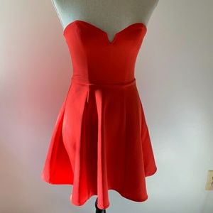 Divided H&M Red Strapless Cocktail Dress